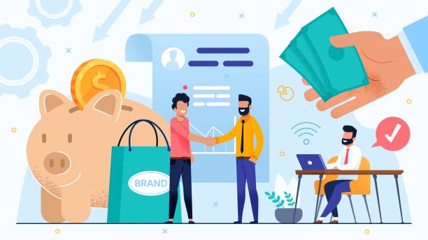 spesa Brand Development by Means of Money Investment and Trust Partnership. Agreement and Dealership. Business Partner Handshaking, Executive Manager Make Note on Laptop. Huge Human Hand with Cash